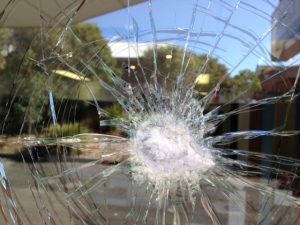 broken glass window Nelson Bay NSW - different angle